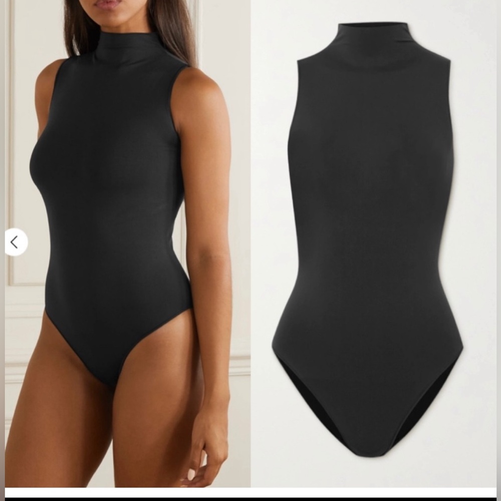 Skims Mock Neck Essential Sleeveless Bodysuit size S/M Onyx NWOT